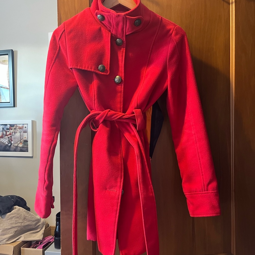 Red Belted Women's Coat